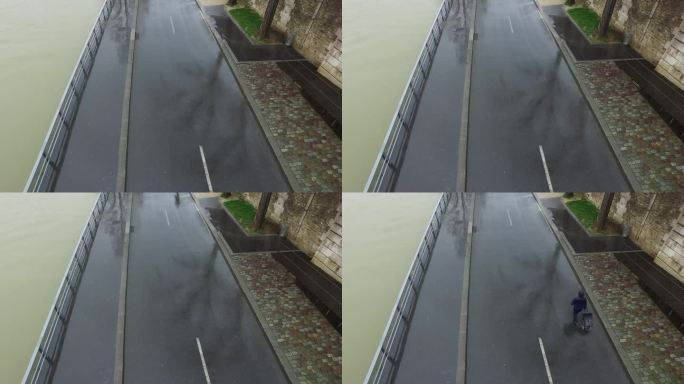 雨中的巴黎，鸟瞰塞纳河岸边