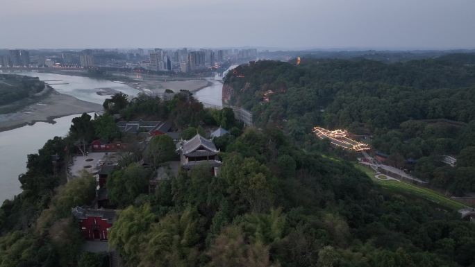 航拍乐山乌尤寺（原片无后期）