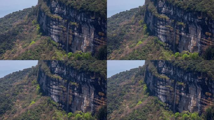 水从重庆金富山悬崖流下