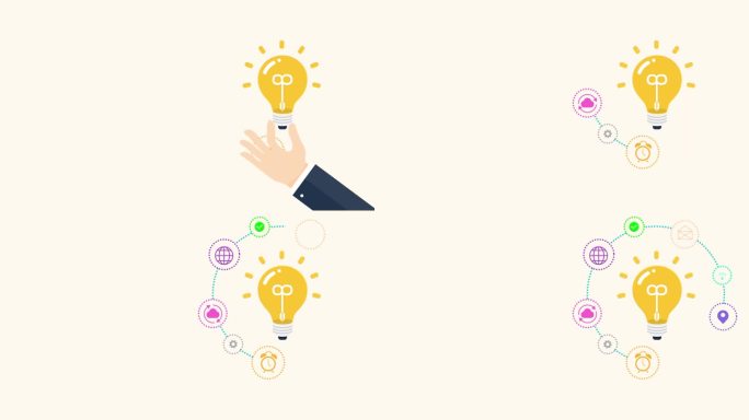 商业图标和灯泡