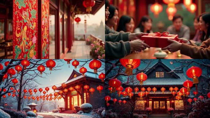 2025新春春节过年喜庆灯笼元宵烟花合集