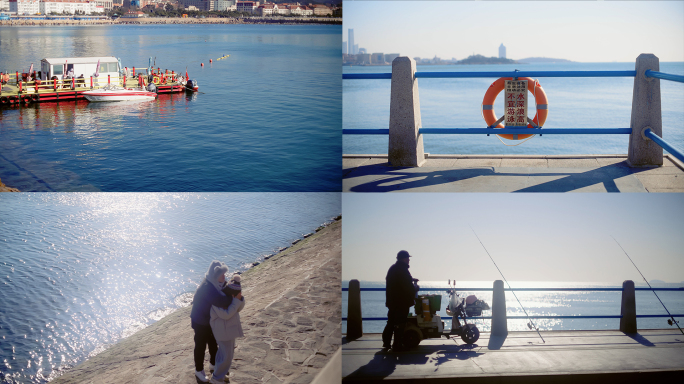 青岛海边休闲人文空境八大峡海边风光