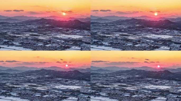 【4K】山东烟台牟平山区日落航拍延时摄影
