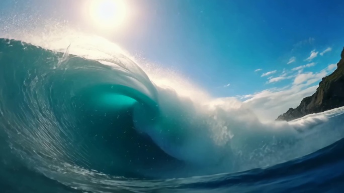 4K|海浪浪花大海海洋帆船航拍穿越机