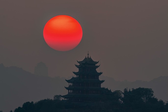 重庆鸿恩寺日落-