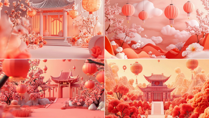 春节元宵剪纸卡通喜庆动画合集