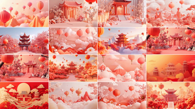 春节元宵剪纸卡通喜庆动画合集