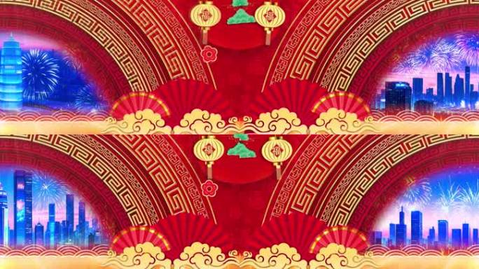 相亲相爱 喜庆烟花 4k宽屏舞台背景
