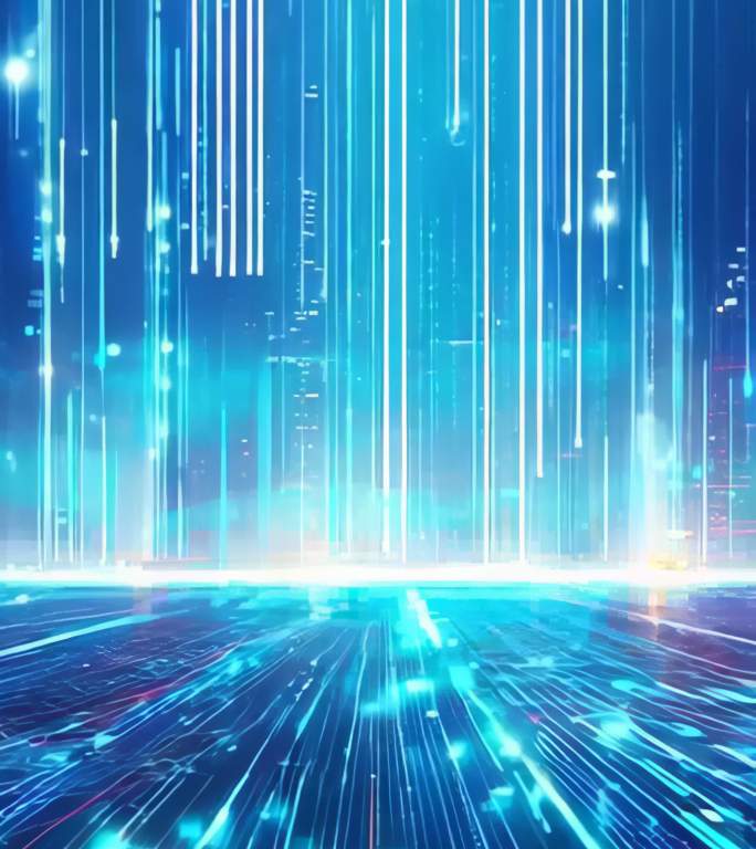 蓝色科技光流数据流线动感信息化竖版