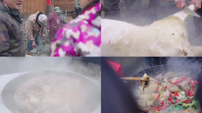 杀年猪过年杀猪饭4K