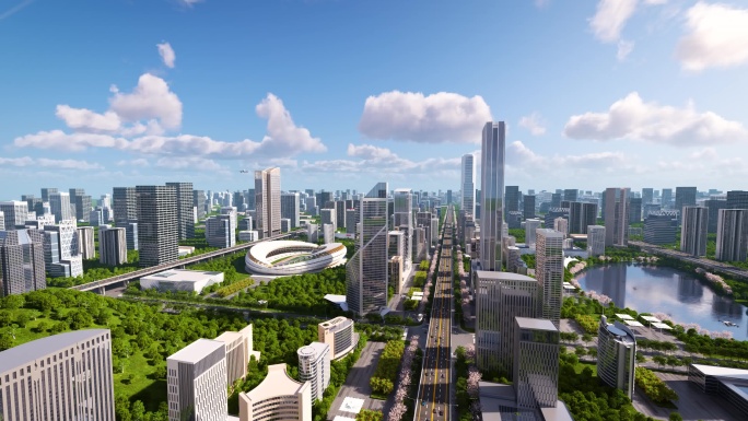 4K城市发展建筑生长片头