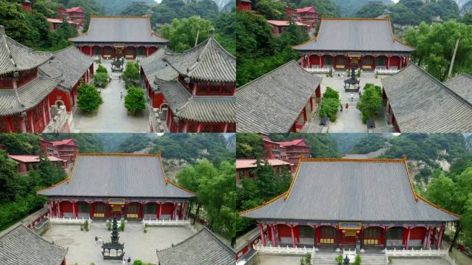 鸟瞰秦岭观音寺，西安，陕西，中国。