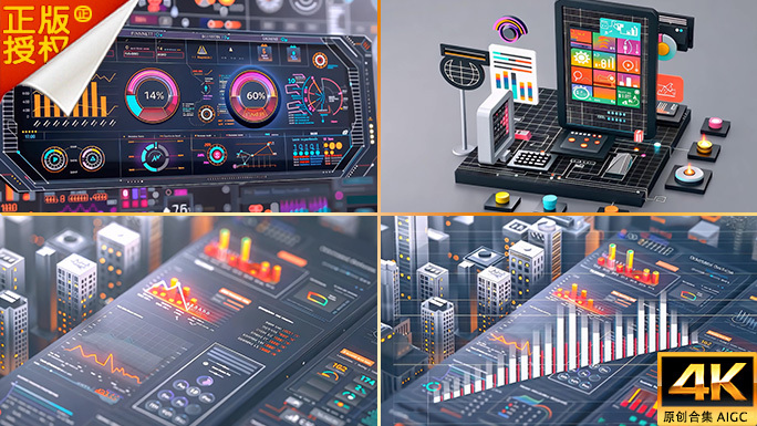 炫彩数据可视化界面 科技感数据分析图表