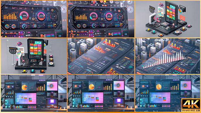 炫彩数据可视化界面 科技感数据分析图表