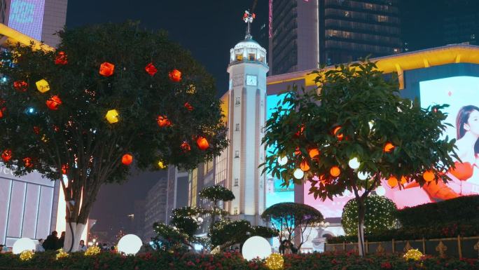 城市过年新年街景春节热闹氛围
