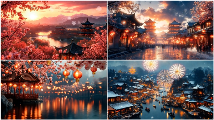 唯美中国风喜庆节日新年4k