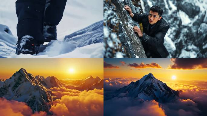 白领攀登雪山 团队协作 超长合集