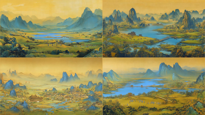 三维千里江山图背景