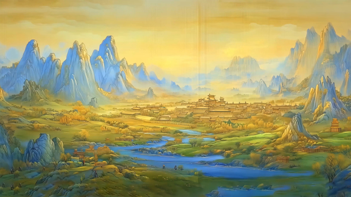 三维千里江山图背景