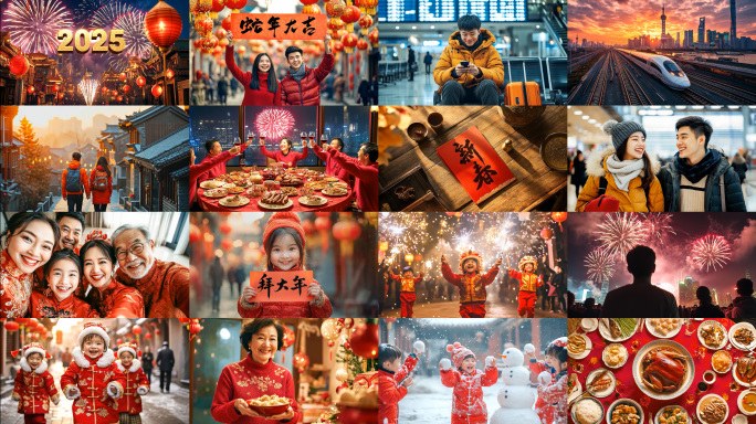 4K蛇年春节新年2025新春过年团圆喜庆