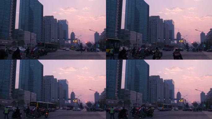 日落时分，中国北京建国门外大街WS