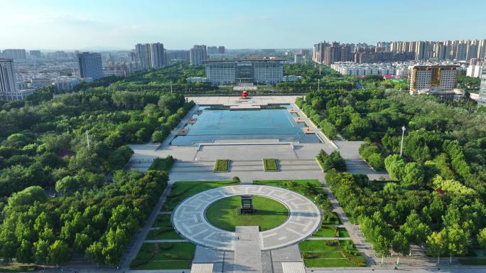 航拍安阳市政府安阳博物馆
