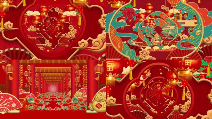 新年喜迎新春开场歌舞背景
