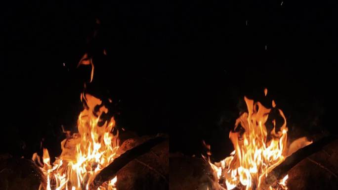 美丽的山中夜晚：星空下迷人的篝火