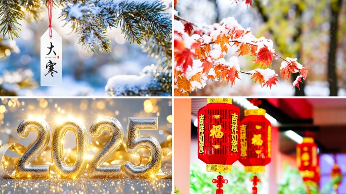 大寒节气春节新春新年金蛇年除夕喜庆团圆