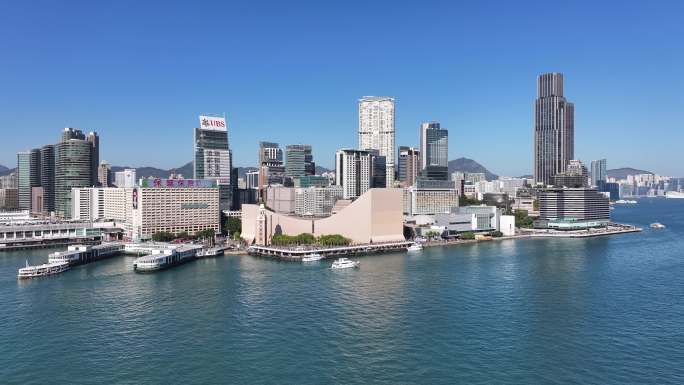 香港维多利亚港尖沙咀天星码头航拍