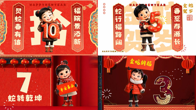2025春节新年快闪10秒倒计时卡通