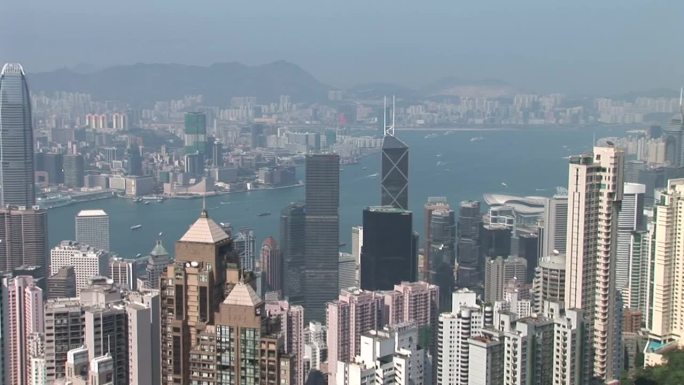 广角城市从香港太平山顶在中国