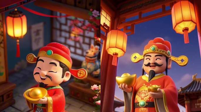 2025蛇年财神送祝福拜年竖版