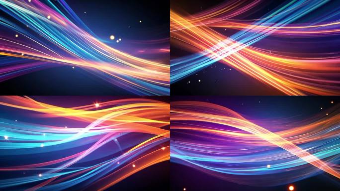 五颜六色的光线交织在一起上下翻滚