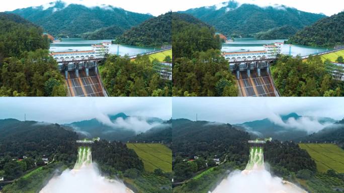 水库泄洪放水开闸水力发电站桂林水库大坝