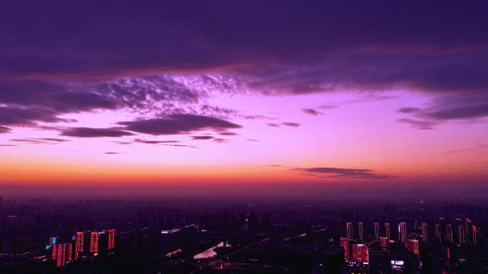 航拍保定城市夜景