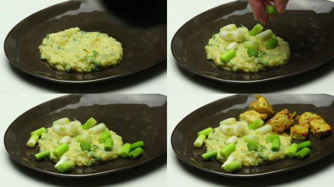 猪肉，葱和泥。