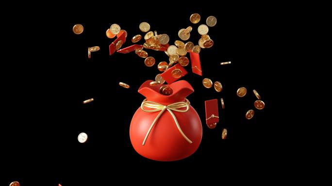 新年恭喜发财钱袋红包金币有通道