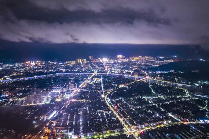 阳春市区高空夜景延时