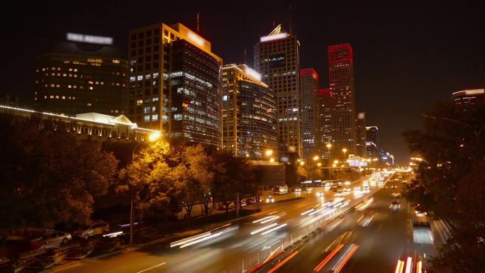 中国北京建国路夜景