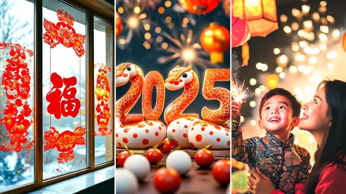 春节新年新春金蛇年开场拜年竖屏竖版