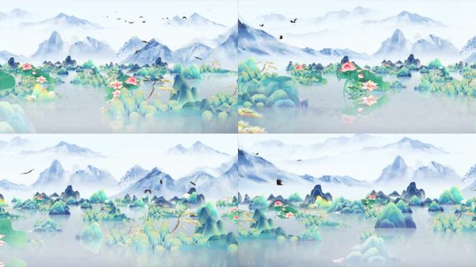 8k大气国潮舞台冲屏动态背景