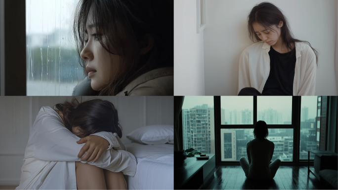 悲伤伤心绝望伤感无助忧郁抑郁症哭泣的女人