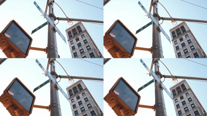 抬头看纽约第13街的十字路口