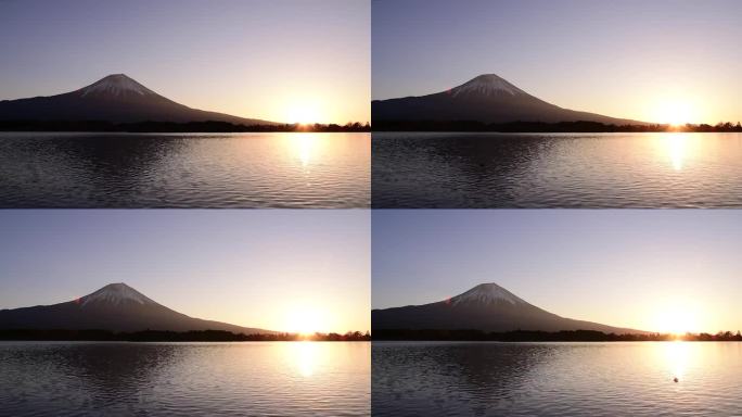 富士山和田uki湖上的日出