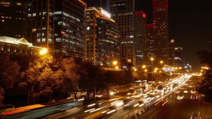 中国北京建国路夜景