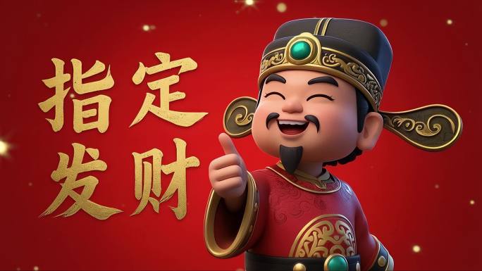 4k新年Q版财神指定发财恭喜发财美好祝福