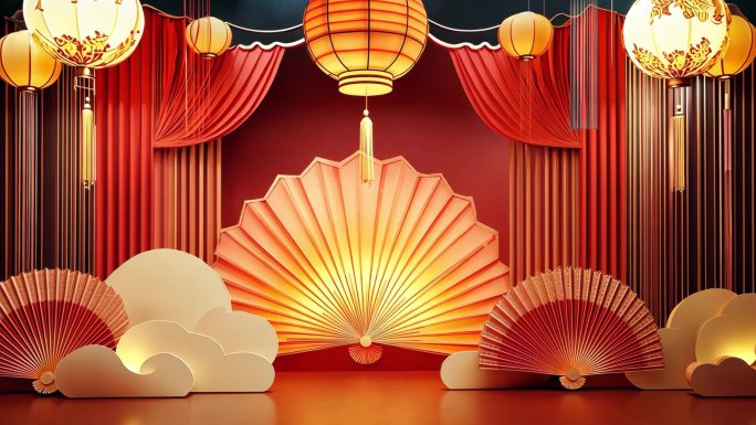 新年剪纸国风 春节元宵节喜庆背景