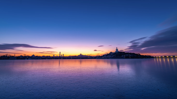 北京北海公园万春亭中国尊日出光影延时