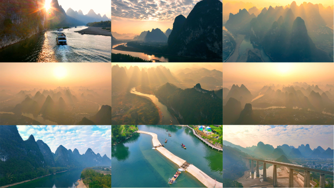 桂林山水航拍阳朔42组风光镜头合集